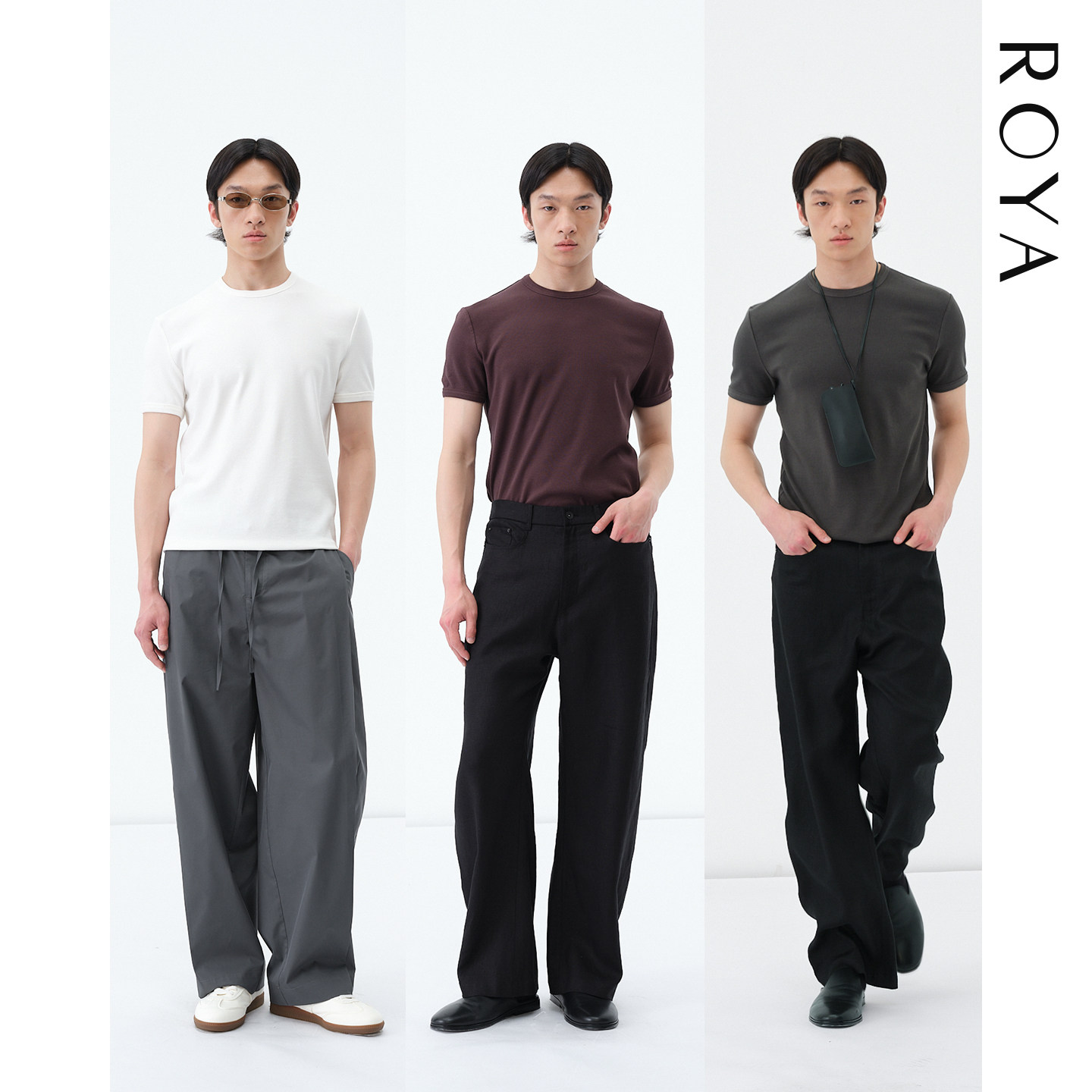 ROYA | 兰精天丝莫代尔棉显肩宽罗纹爆袖口粮T合身不塌短袖夏季男