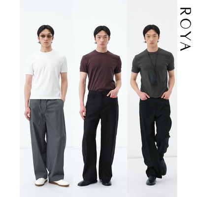 ROYA | 兰精天丝莫代尔棉显肩宽罗纹爆袖口粮T合身不塌短袖夏季男