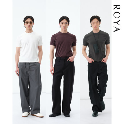 ROYA | 兰精天丝莫代尔棉显肩宽罗纹爆袖口粮T合身不塌短袖夏季男