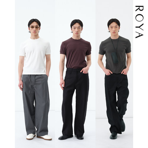 ROYA | 兰精天丝莫代尔棉显肩宽罗纹爆袖口粮T合身不塌短袖夏季男