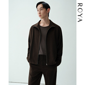 ROYA 羊驼毛羊毛混纺休闲花纱立领拉链夹克