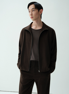 ROYA | 羊驼毛羊毛混纺休闲花纱立领拉链夹克