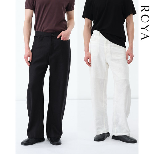 ROYA | 进口雨露麻松弛感微宽松空气感弯刀亚麻休闲长裤夏日西裤