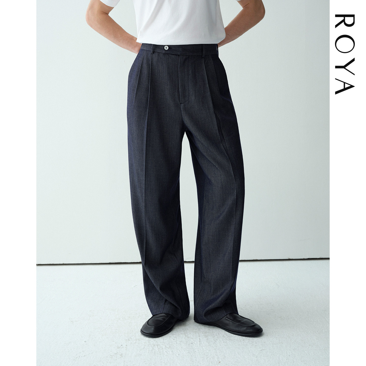 ROYA | 真丝莱赛尔混纺牛仔风格西裤,男装,西裤,淘宝优惠券,粉丝福利购,淘宝优惠卷