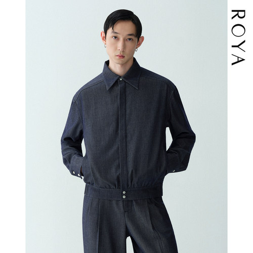 ROYA | 真丝莱赛尔混纺牛仔风格短夹克