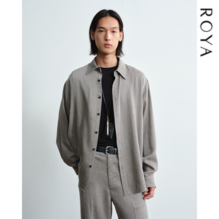 垂坠松弛感慵懒老钱风 进口精纺花纱春款 ROYA 斜纹天丝羊毛衬衫