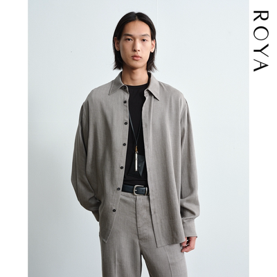 ROYA | 斜纹天丝羊毛衬衫进口精纺花纱春款垂坠松弛感慵懒老钱风