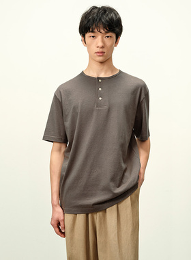 ROYA丨汉麻棉混纺横纱肌理感亨利衫罩衫松弛复古粗粝感精裁工艺