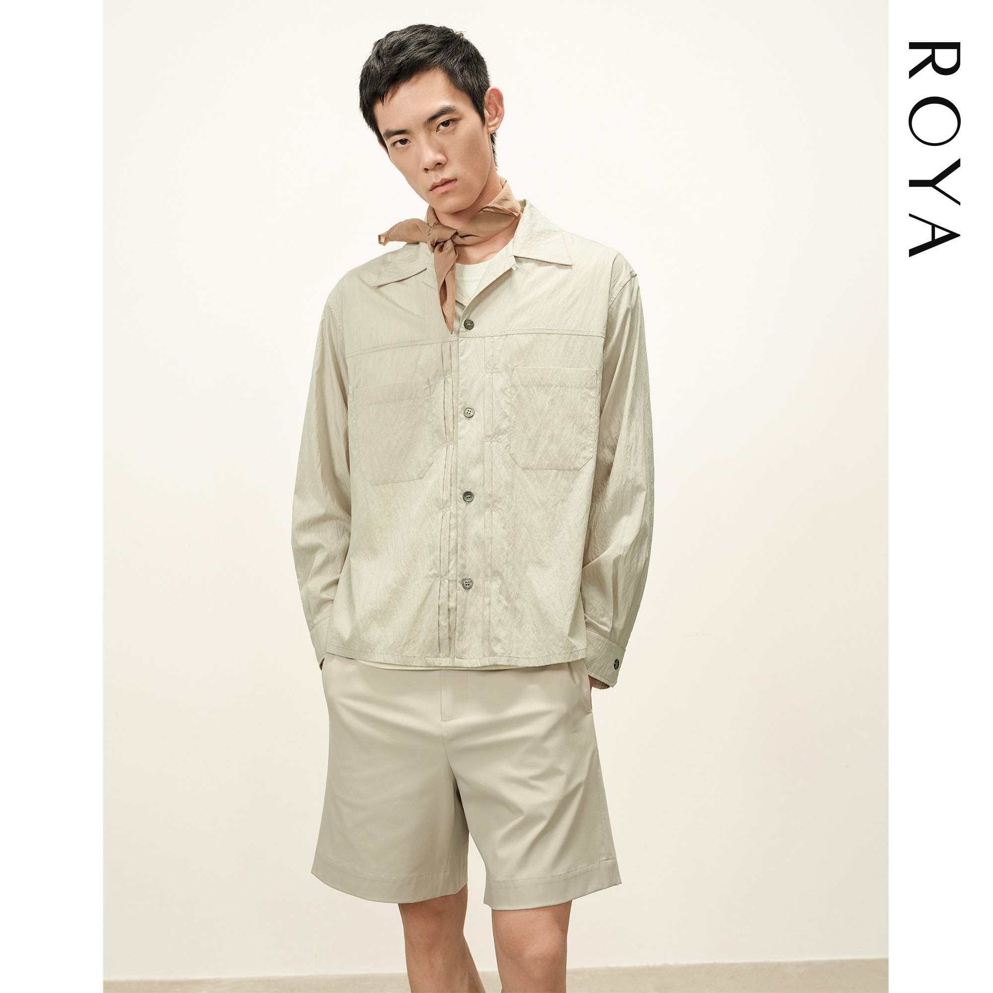 ROYA丨微皱古巴领风琴褶口袋衬衫