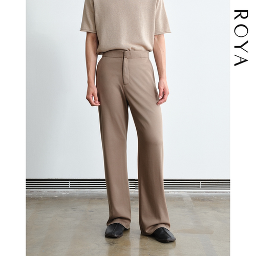 ROYA | 进口液氨匹马棉半松紧腰休闲卫裤通勤西裤式剪裁卫裤春款