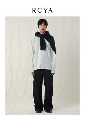 ROYA丨强捻棉基础圆领长袖黑白通勤百搭棉麻长袖T恤内搭