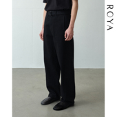 装 廓形裤 立体剪裁氛围感黑白丹宁优雅质 扭缝弯刀腰带牛仔裤 ROYA