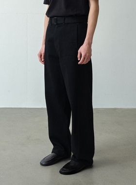 ROYA丨扭缝弯刀腰带牛仔裤廓形裤装立体剪裁氛围感黑白丹宁优雅质