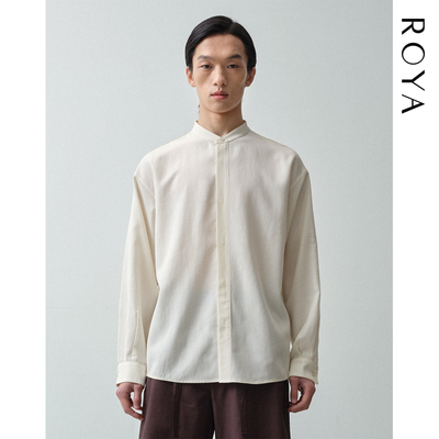 ROYA丨立领天丝亚麻长袖衬衫