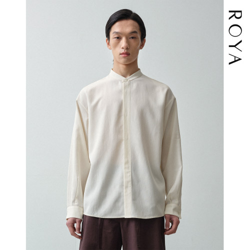 ROYA丨立领天丝亚麻长袖衬衫