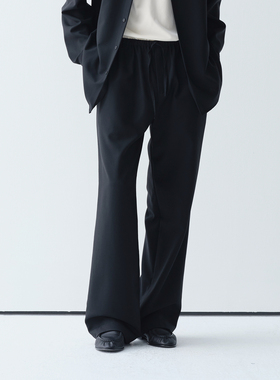 ROYA | 澳洲美丽诺全羊毛巴素兰工艺抽绳通勤休闲西裤