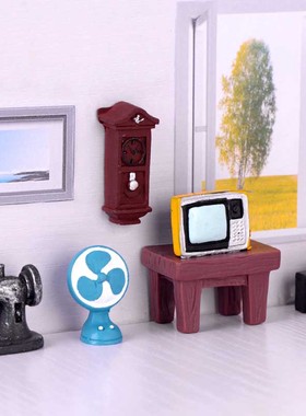 微景观黑白收音机挂钟创意摆件