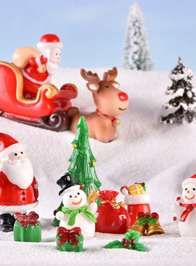 特价微景观小饰品新款圣诞节老人雪人雪橇圣诞树摆件可爱麋鹿鹿车