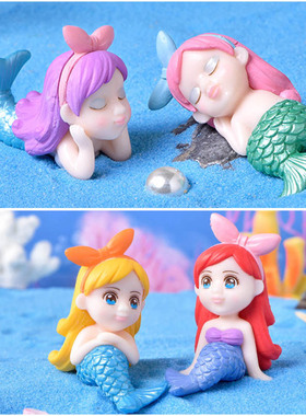 微景观小动物摆件塑料可爱发卡美人鱼创意摄影装饰手工蛋糕小饰品