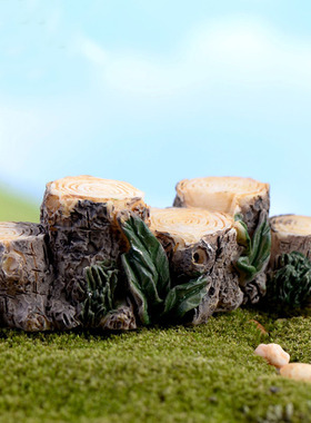 微景观盆栽植物装饰小摆件五个树桩桥树脂小桥小溪河流站桩树头