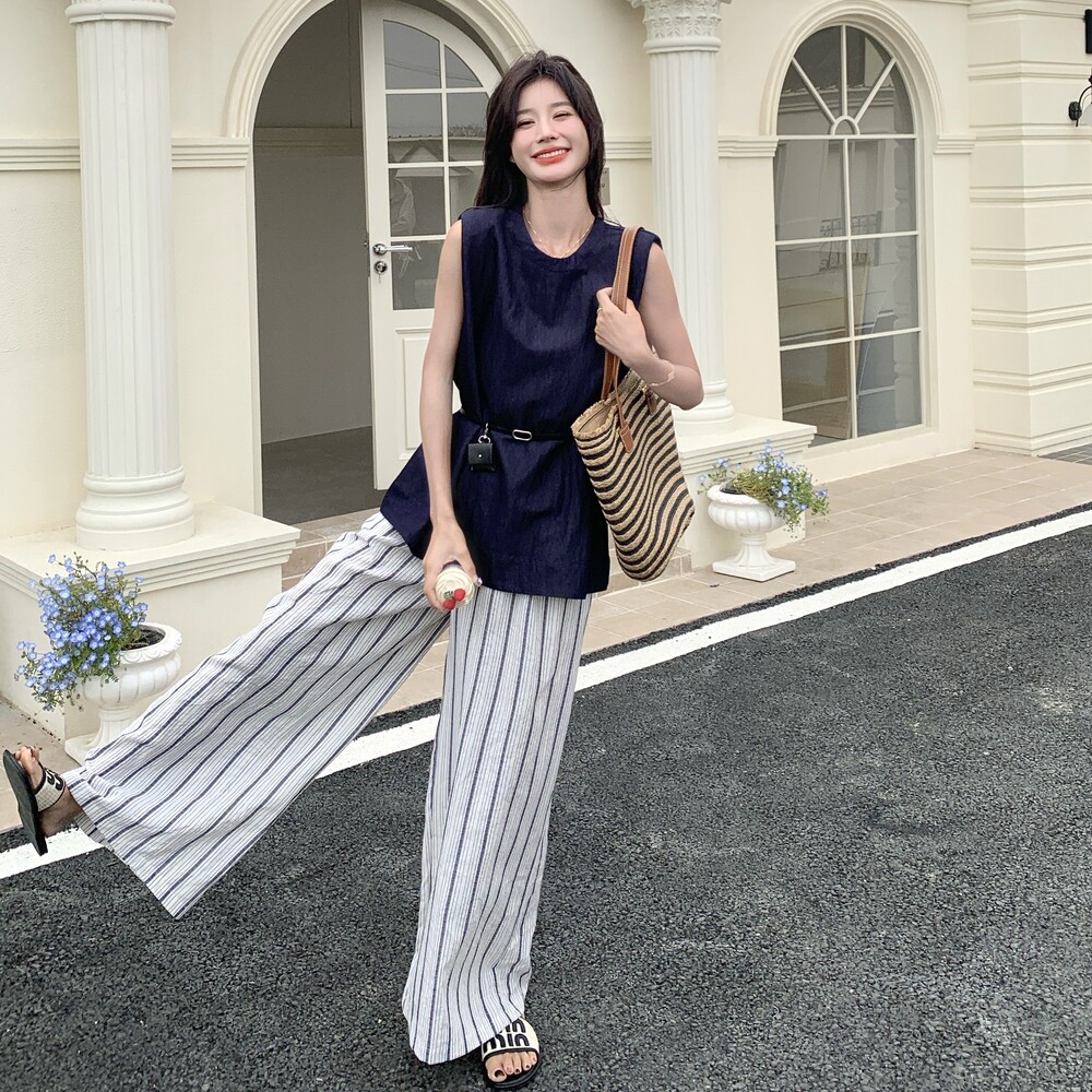 夏款上新2D037-8853-P165-K248背心套装送腰带,女装套装/套裙,2D037