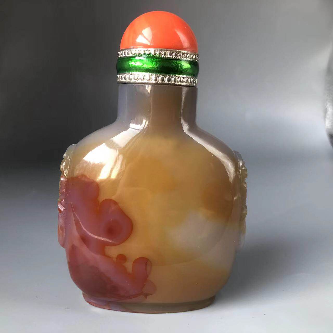 精品天然巴西玛瑙鼻烟壶蒙古族特色把玩蒙古收藏回礼摆件礼品把玩