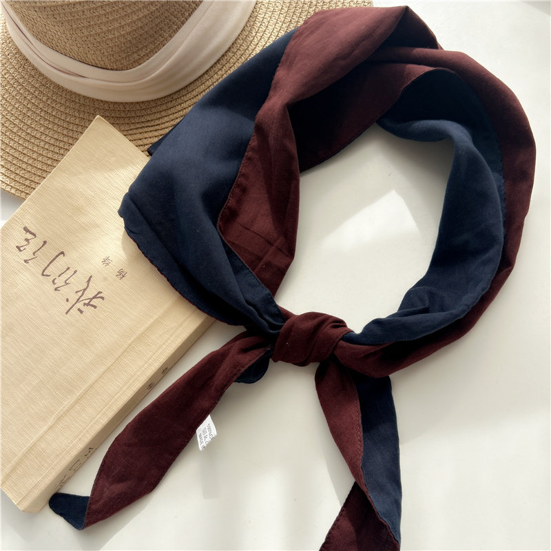 韩版文艺复古纯色三角巾女围巾春秋薄款冬季气质百搭丝巾男女围脖