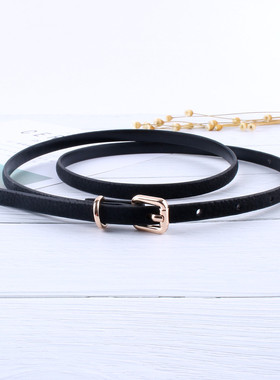 黑色小皮带女细百搭韩版装饰腰带配裙子裤子简约时尚针扣学生裤带