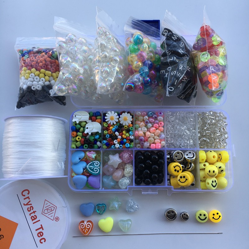 自制ins韩版seventeen洪知秀同款彩色透明字母串珠笑脸小雏菊手链