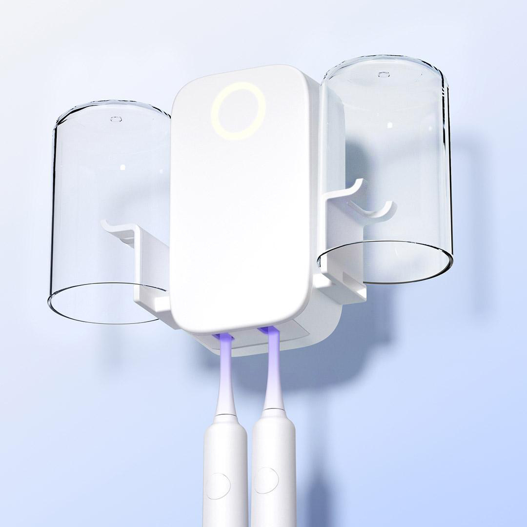 智能电动紫外线牙刷消毒器杀菌烘干循环壁挂置物架免打孔新款