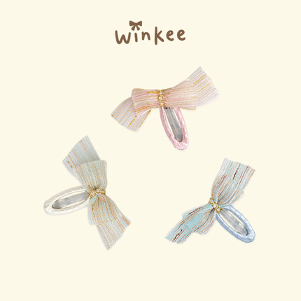 winkee宝宝雪纱蝴蝶结bb夹婴幼童刘海夹新款宝宝发夹不伤发可爱