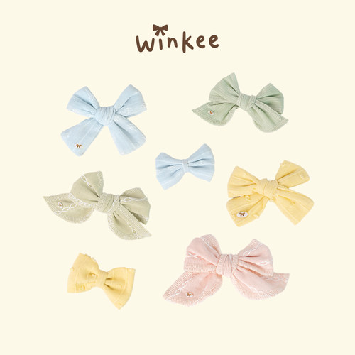 winkee女童原创手打蝴蝶结一组全包发夹手工防滑宝宝婴幼儿刘海夹