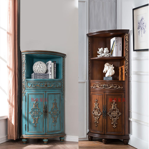 美式实木角柜三角形客厅复古