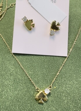 欧美小众爱心光面锆石耳钉 项链 新春特价