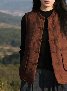 如眸原创设计刺绣盘扣羽绒服马甲ZQ59045-1