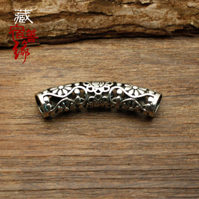 중공 꽃 티베트어 실버 벤드 튜브 구멍 두께 6.5MM MILLIPEDA 팔찌 액세서리 벤드 튜브 액세서리 FUHUA LONG TUBE