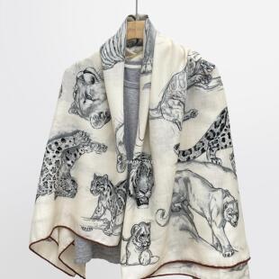 After【达莱的画室】素描自然之美 桑蚕丝真丝羊毛丝巾大方巾披肩