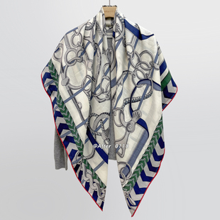 时尚 全副马鞍 真丝羊毛围巾丝巾披肩 丝毛大方巾双面异色 After