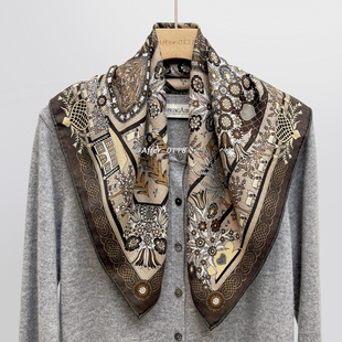 复古老钱双面异色桑蚕丝真丝羊毛中方巾围巾女 欧式 After 春宴