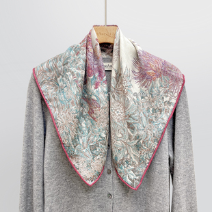 After 丝毛丝巾高级 巴勒莫植物园老钱风桑蚕丝真丝羊毛围巾秋冬季