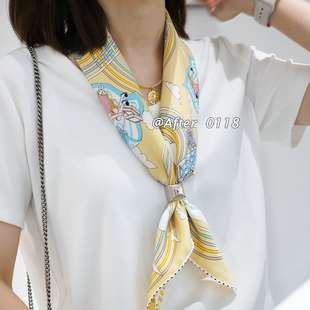 真丝斜纹绸女丝巾中方巾清新女百搭围巾 女孩 After 穿荷叶裙