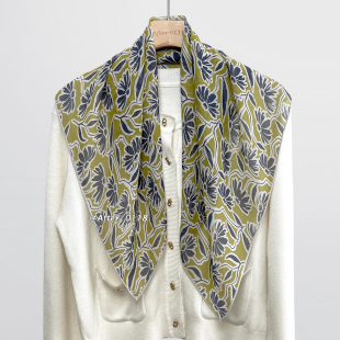 乔其纱 百搭清透真丝方巾桑蚕丝围巾丝巾 草木绿印花 After