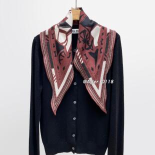 After 【马具齿轮·红】秋冬百搭 桑蚕丝真丝羊毛围巾丝巾菱形巾