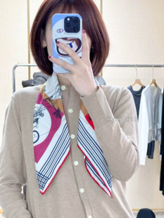 双面 时光马车新年红真丝桑蚕丝羊毛保暖方巾围巾 女士与巴士