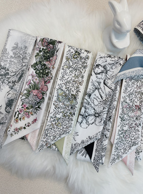 原创twill丛林蝴蝶 桑蚕丝真丝绑包包手柄丝巾小飘带长条丝带发带