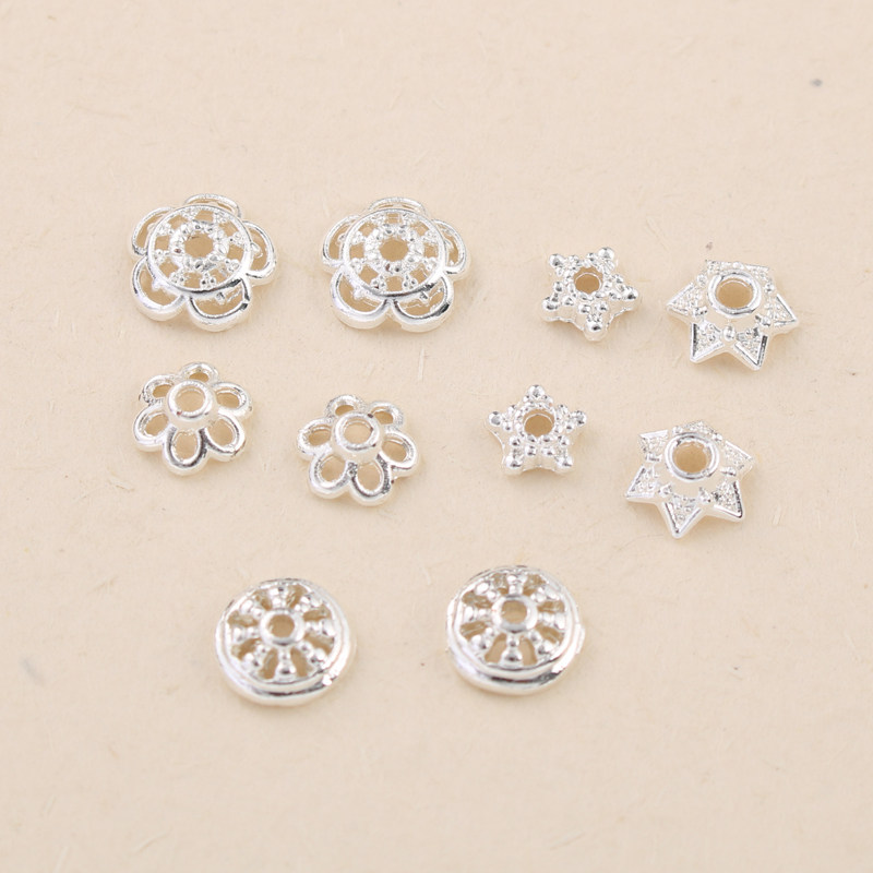 银色包银保色镂空花托五角珠托海星帽托项链手链diy手工饰品配件