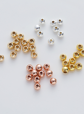 18K/14K/玫瑰金/银色镀金保色圆珠光珠手链项链diy手工饰品配件