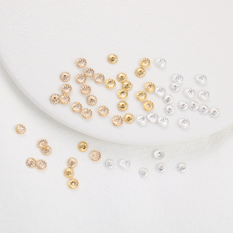 月亮饰品镀金古法金14K银花托