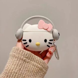 ins风卡通带耳机kt适用AirPods1/2代保护套AirPodsPro2硅胶苹果4代耳机套freeclip耳夹/freebuds5i/6i