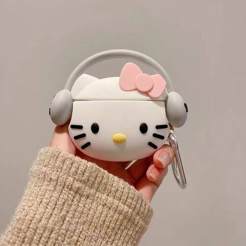 ins风卡通带耳机kt适用AirPods1/2代保护套AirPodsPro2硅胶苹果4代耳机套freeclip耳夹/freebuds5i/6i